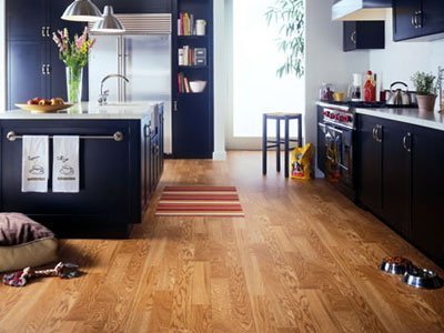 Vinyl flooring in the kitchen.