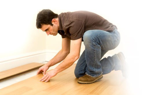 Hardwood flooring installation.