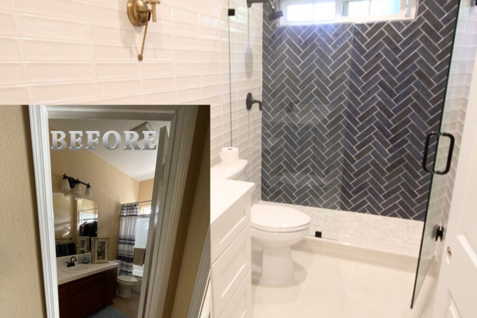 Bathroom Remodel Herringbone