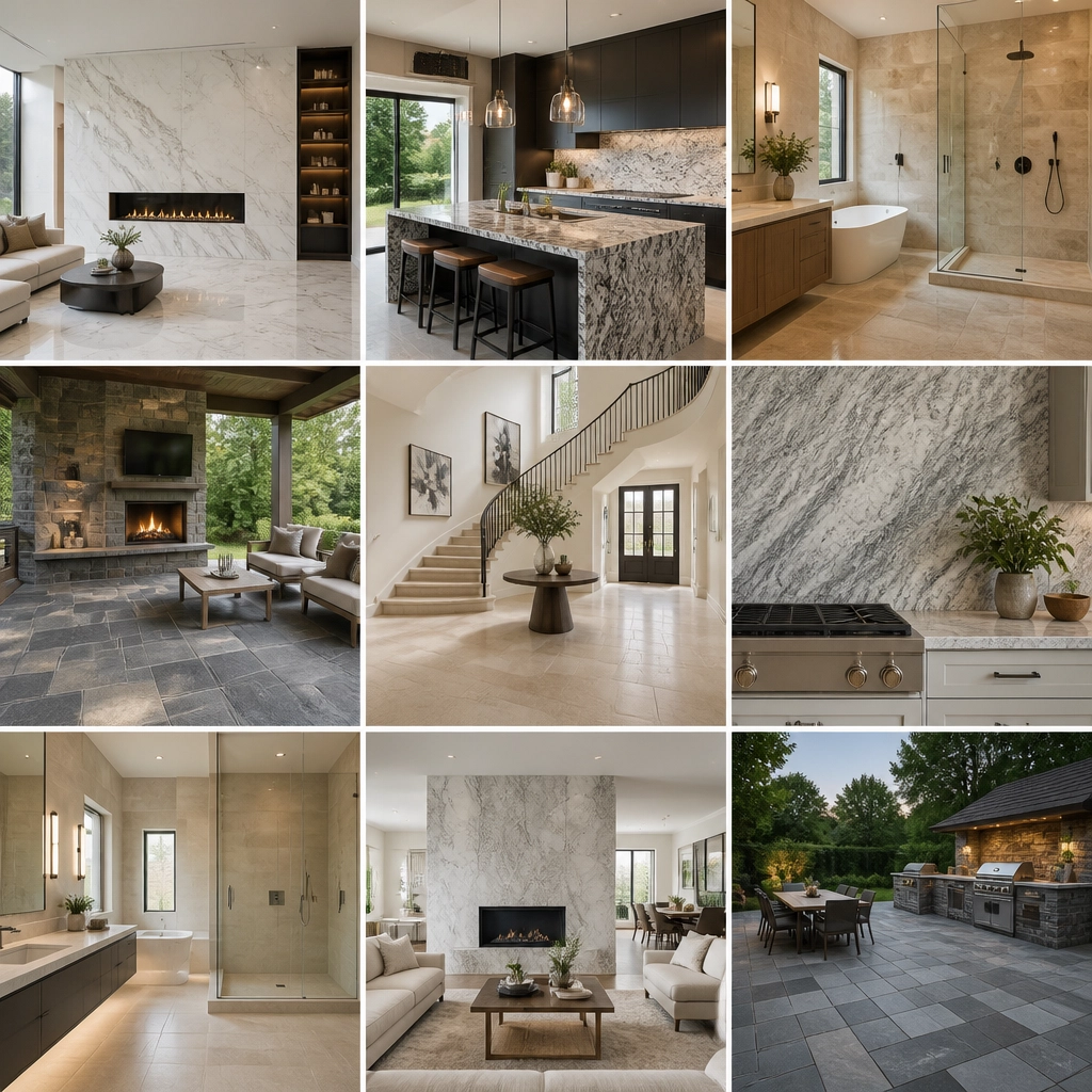 9 Lifestyle Room Scenes Collage Natural Stone Limestone American Oleans