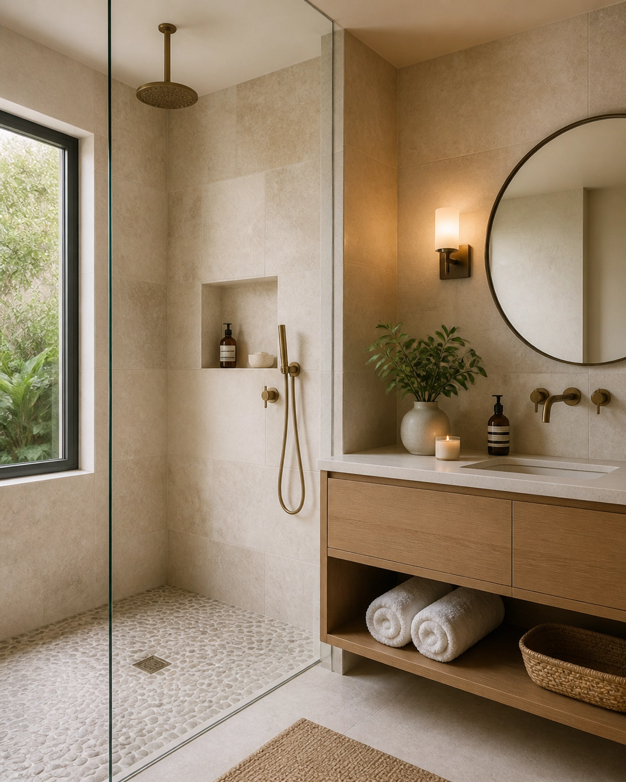 Modern Spa Bathroom with Limestone Tiles Natural Stone Limestone American Oleans