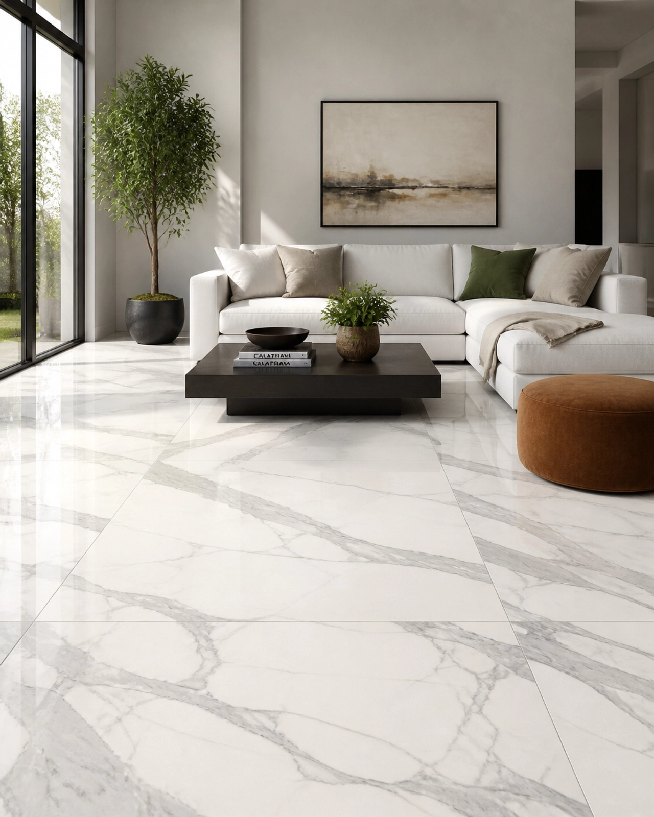 Modern Living Room with Natural Marble Flooring Natural Stone Limestone American Oleans