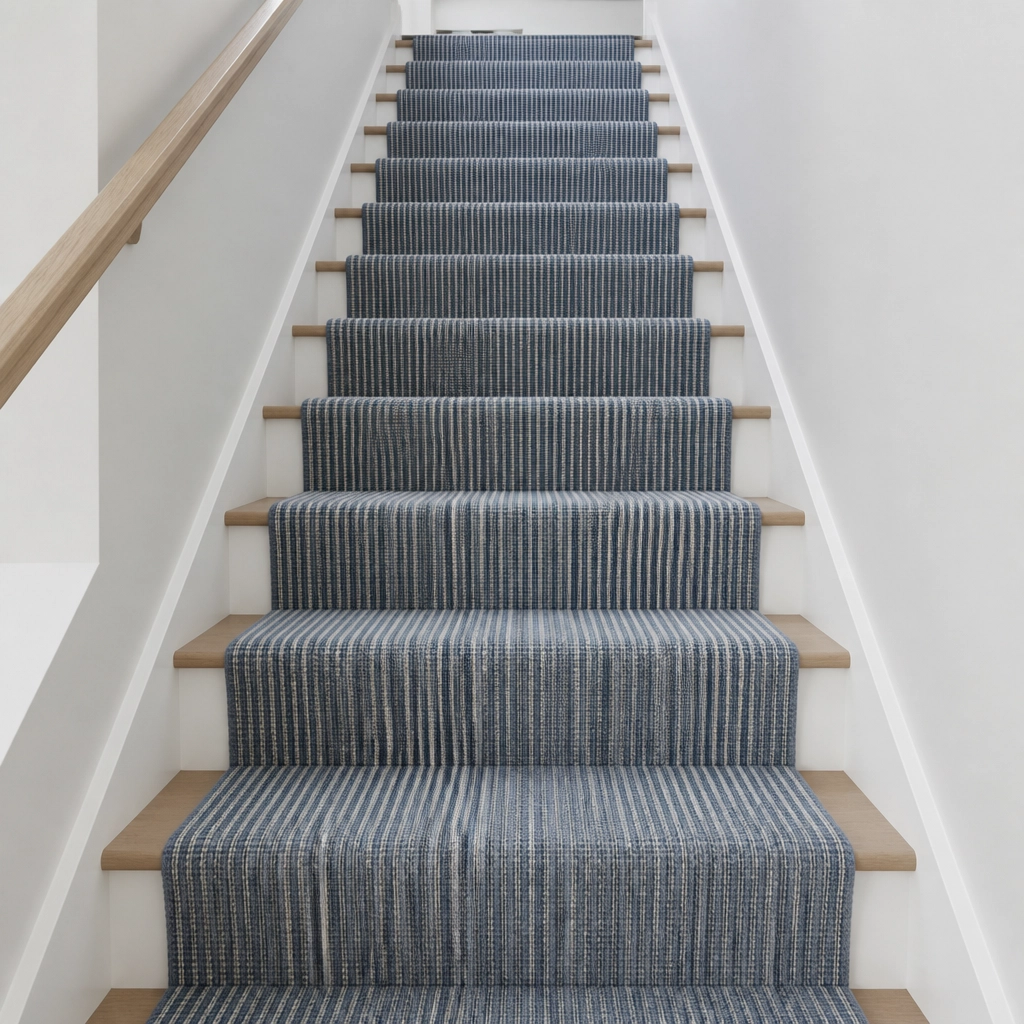 Modern Staircase with Laken Striped Carpet